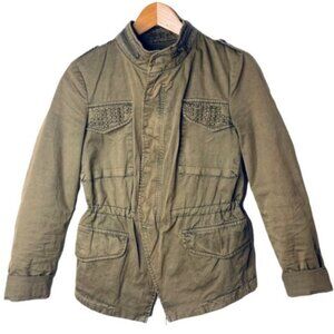 ZARA green fitted utility jacket spring khaki jacket women size  medium